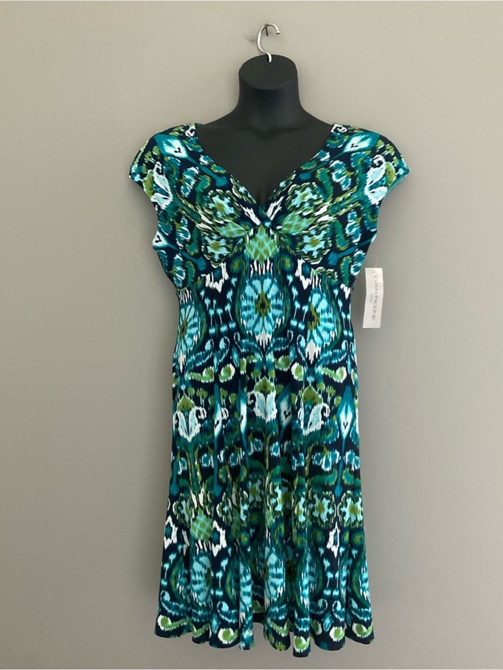Evan Picone, NWT, Teal & Green, Pattered Dress